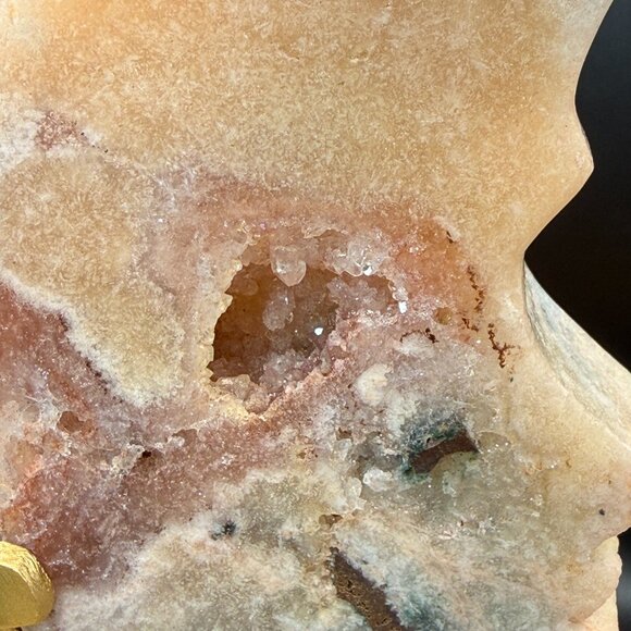 Pink Amethyst Green Jasper Agate Moon Face Profile Carving Druzy Crystal Natural - Picture 3 of 9